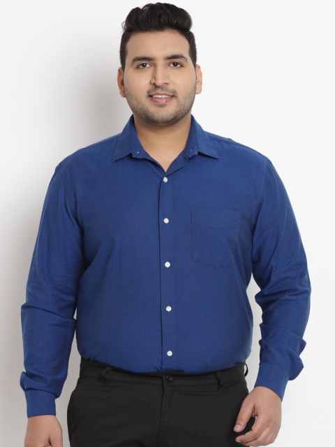 

John Pride Plus Size Men Blue Comfort Regular Fit Solid Casual Shirt