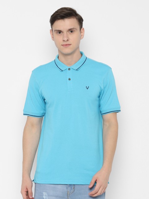 

Allen Solly Men Blue Slim Fit Solid Polo Collar T-shirt