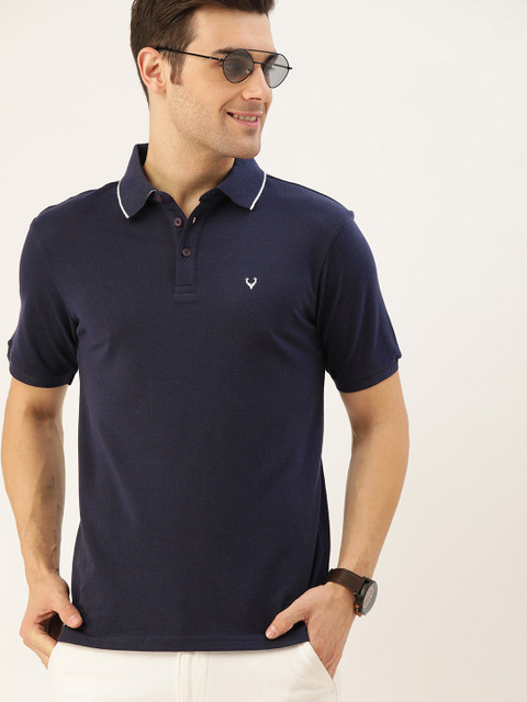

Allen Solly Sport Men Navy Blue Slim Fit Solid Polo Collar T-shirt