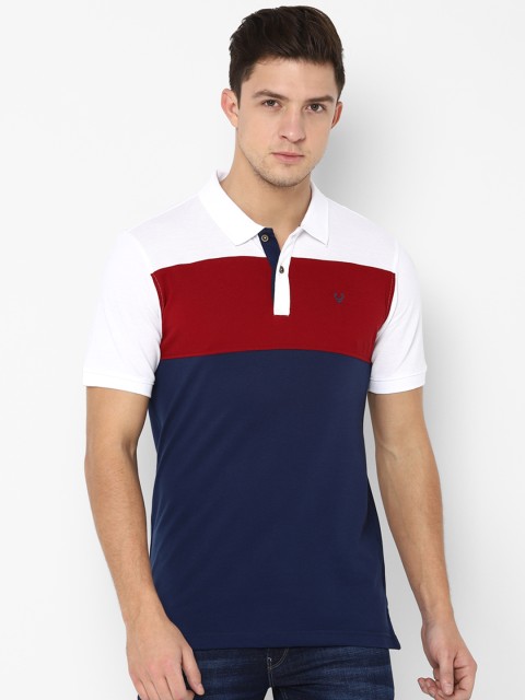 

Allen Solly Men White Colourblocked Polo Collar Slim Fit T-shirt