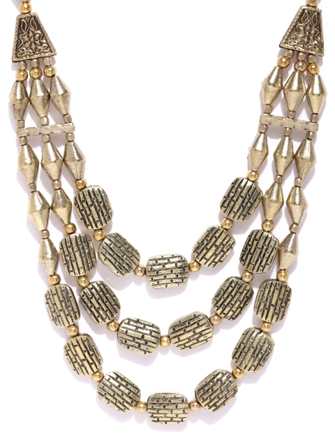 

Infuzze Antique Gold-Toned Brass-Plated Layered Necklace