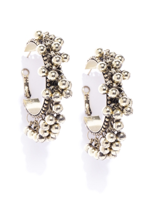 

Infuzze Antique Gold-Toned Beaded Circular Hoop Earrings