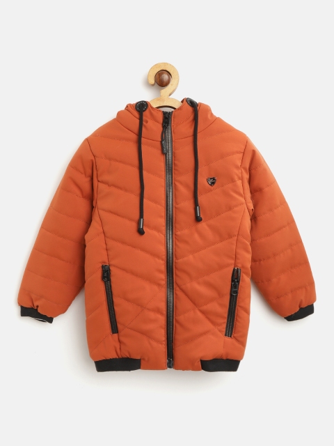 

Okane Boys Rust Orange Quilted Hooded Bomber Jacket