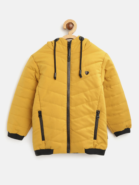 

Okane Boys Mustard Yellow Quilted Hooded Bomber Jacket