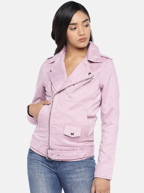 

MERLOT Women Pink Solid Water Resistant Biker Jacket