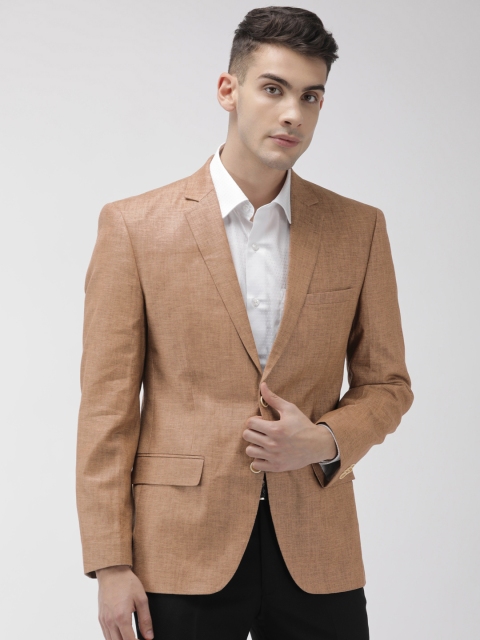 

Park Avenue Men Khaki Solid Slim-Fit Single-Breasted Party Blazer