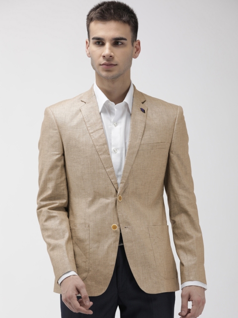 

Park Avenue Men Beige Solid Neo Slim Fit Single-Breasted Party Blazer