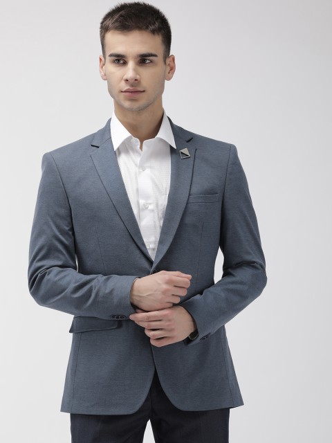 

Park Avenue Work Men Blue Solid Active Fit Single-Breasted Formal Blazer
