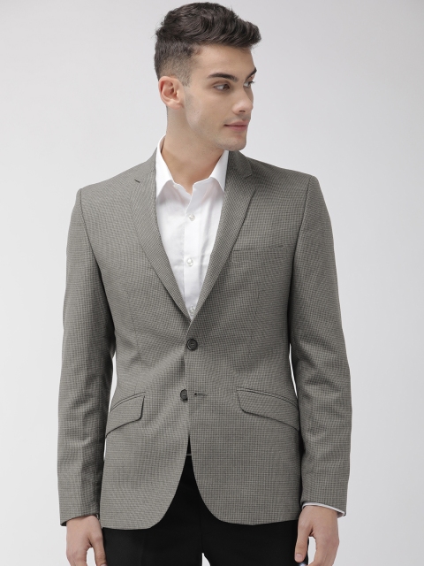 

Park Avenue Work Men Grey Checked Super Slim-Fit Single-Breasted Formal Blazer