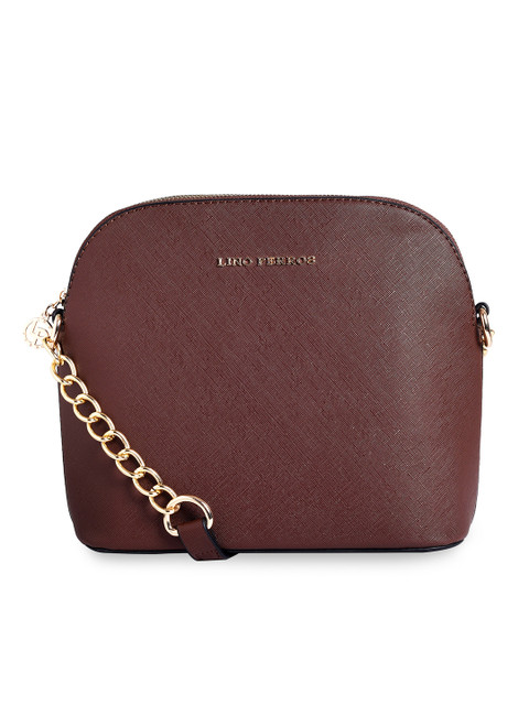 

Lino Perros Coffee Brown Solid Sling Bag