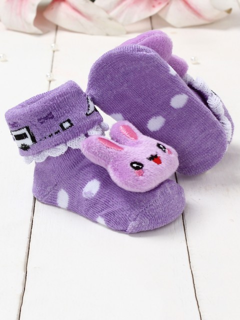 

Walktrendy Girls Purple Printed Booties with with Applique Details