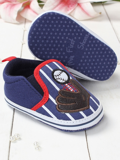 

Walktrendy Kids Blue & White Striped Booties