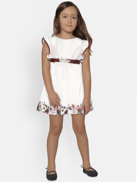 

Aomi Girls Off-White Printed Fit and Flare Dress