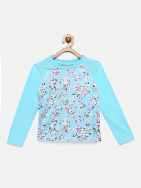 

Aomi Girls Blue Printed Round Neck T-shirt