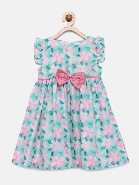 

Aomi Girls Multicoloured Floral Printed Fit and Flare Dress, Multi