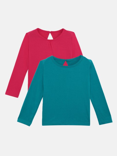 

Aomi Girls Pack Of 2 Solid Round Neck T-shirts, Teal