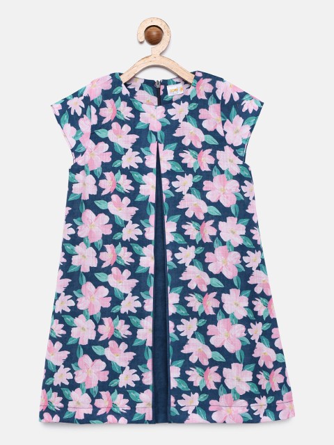 

Aomi Girls Multicoloured Floral Printed A-Line Dress, Multi