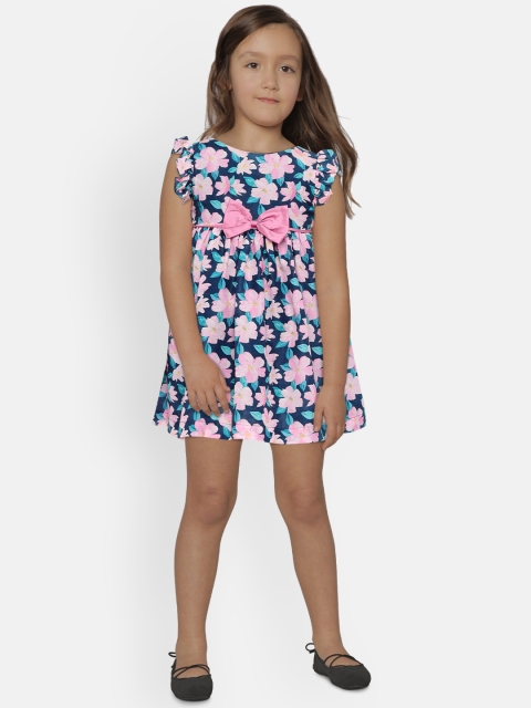 

Aomi Girls Multicoloured Floral Printed Fit and Flare Dress, Multi