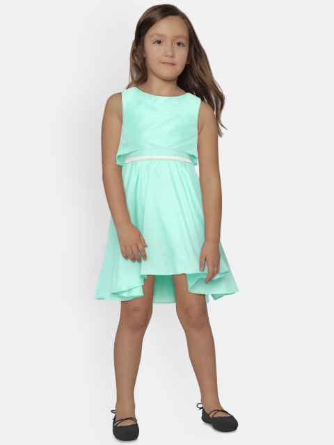 

Aomi Girls Sea Green Solid Fit and Flare Dress