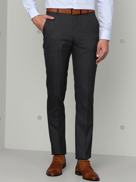 

Metronaut Men Charcoal Grey Regular Fit Self Design Formal Trousers