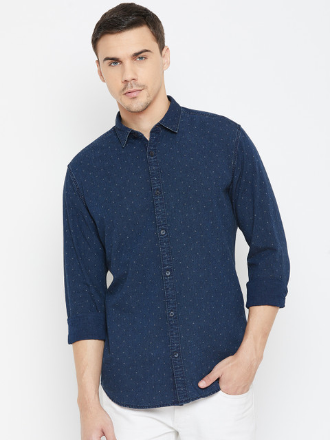 

SELECTED Men Navy Blue Slim Fit Printed Casual Shirt