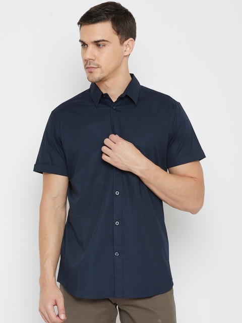 

SELECTED Men Navy Blue Regular Fit Printed Knitted Casual Shirt