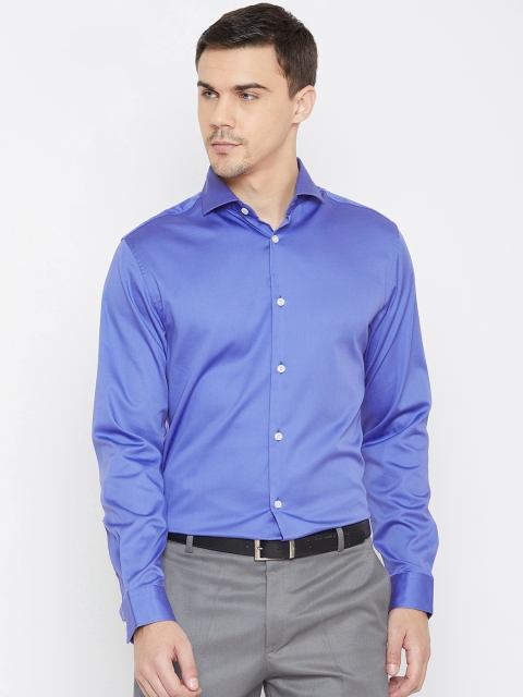

SELECTED Men Blue Regular Fit Solid Knitted Smart Casual Shirt