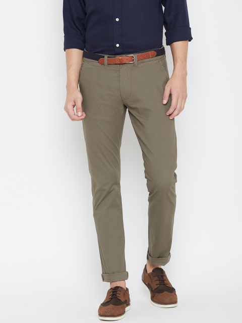 

SELECTED Men Olive Green Slim Fit Solid Chinos