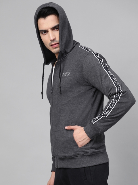 

Metronaut Men Navy Blue Solid Hooded Sweatshirt with Side Taping