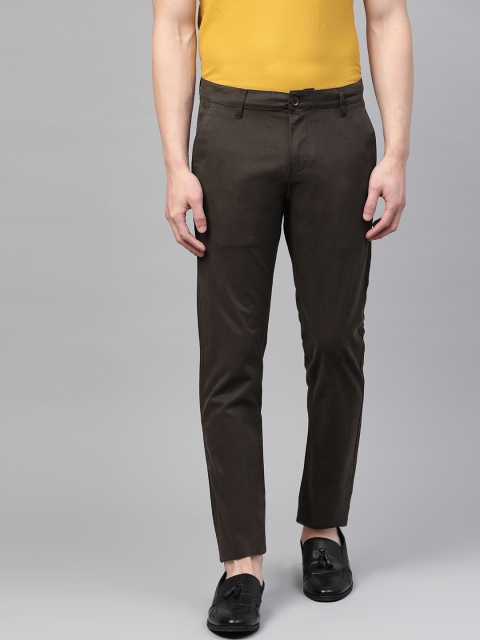 

Metronaut Men Olive Brown Regular Fit Solid Trousers