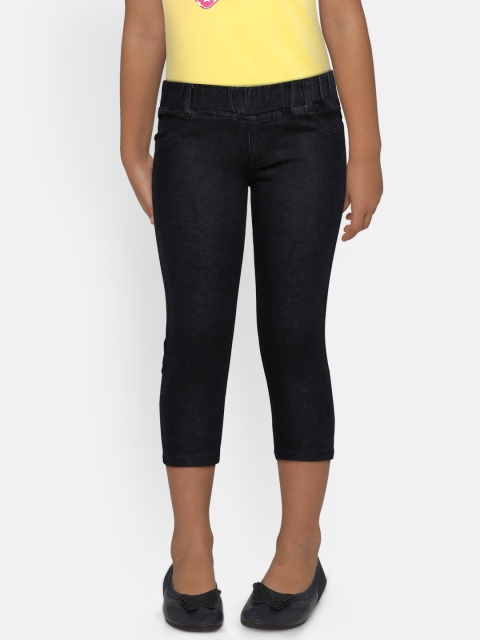 

612 league Girls Black Regular Fit Mid-Rise Clean Look Stretchable Jeans