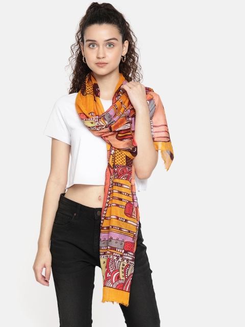 

Ayesha Women Mustard Yellow & Red Printed Scarf