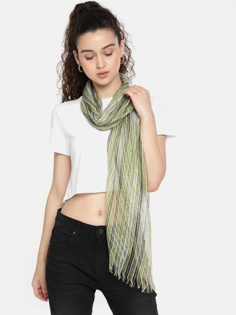 

Ayesha Women Green & White Striped Scarf