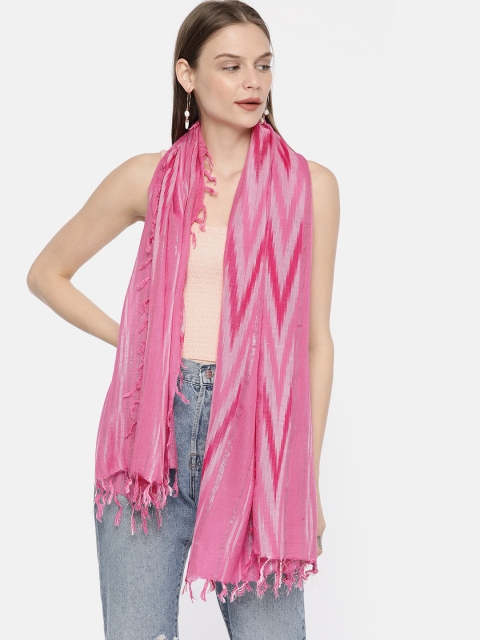 

Ayesha Pink Striped Scarf