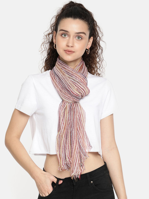 

Ayesha Women Pink & White Striped Scarf