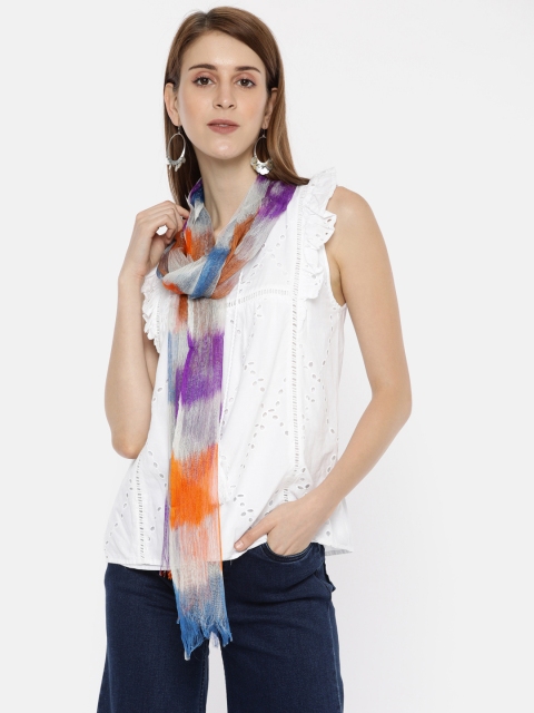 

Ayesha Women Orange & White Colourblocked Scarf