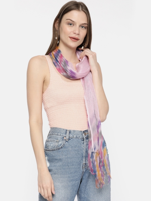 

Ayesha Pink Weave Printed Jhopri Mix Viscose Scarf