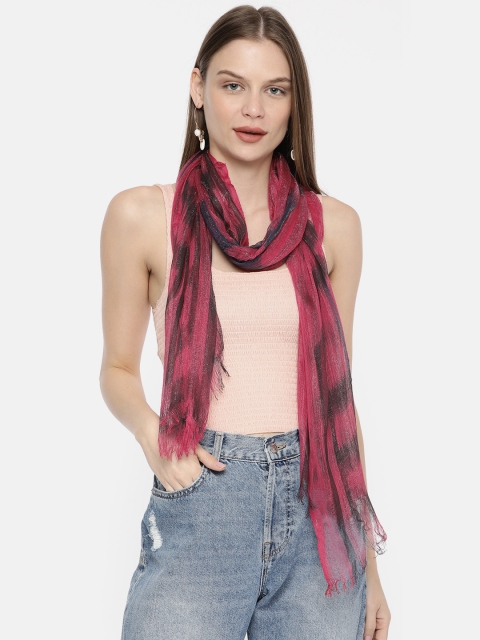 

Ayesha Red & Navy Blue Self-Design Scarf