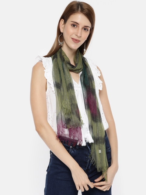 

Ayesha Green & Black Striped Scarf