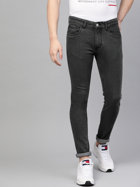

Metronaut Men Charcoal Grey Skinny Fit Mid-Rise Clean Look Stretchable Jeans