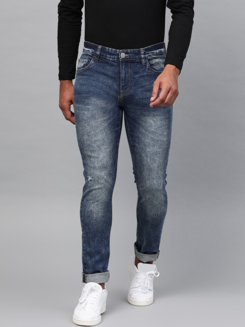 

Metronaut Men Navy Blue Slim Fit Mid-Rise Low Distressed Stretchable Jeans