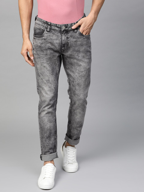 

Metronaut Men Grey Skinny Fit Mid-Rise Clean Look Acid Wash Stretchable Jeans