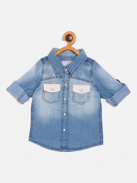 

612 league Girls Blue Faded Chambray Shirt