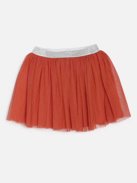

612 League Girls Red Solid Flared Skirt