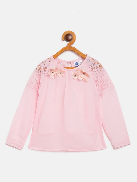 

612 league Girls Pink Solid Top