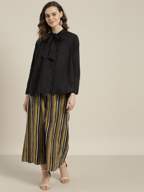 

Sangria Women Black & Beige Solid Top with Palazzos