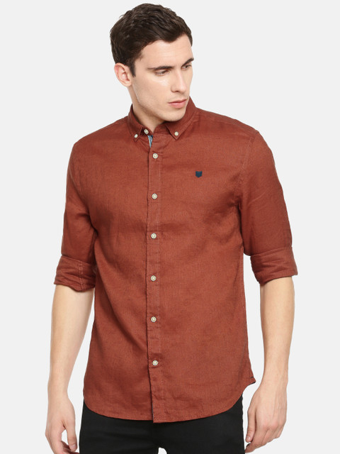 

Jack & Jones Men Rust Brown Comfort Fit Solid Casual Shirt