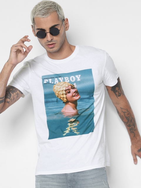 

Jack & Jones Men White Printed Relaxed Fit Round Neck T-shirt
