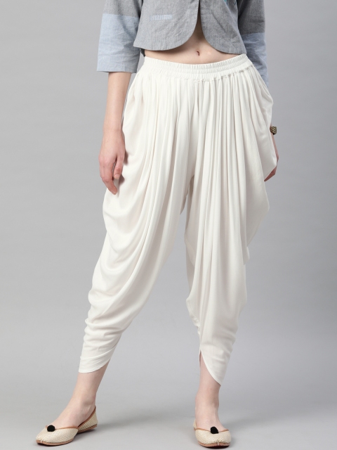 

Alena Women White Solid Dhoti Pants