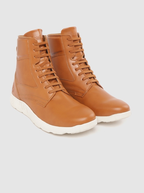 

Roadster Men Tan Brown Solid Mid-Top Flat Boots with Textured Detail